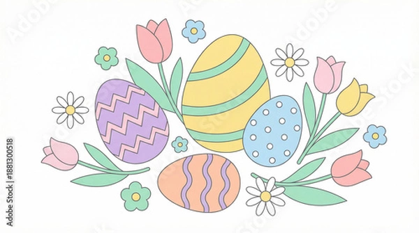 Obraz easter eggs and flowers