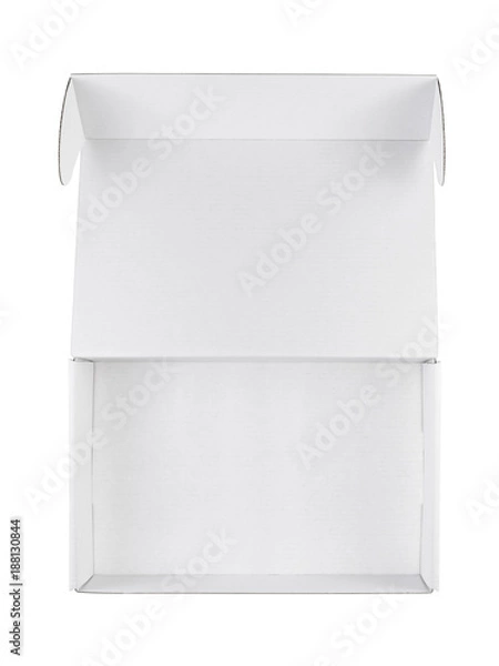 Obraz Empty opened white box isolated on white background top view