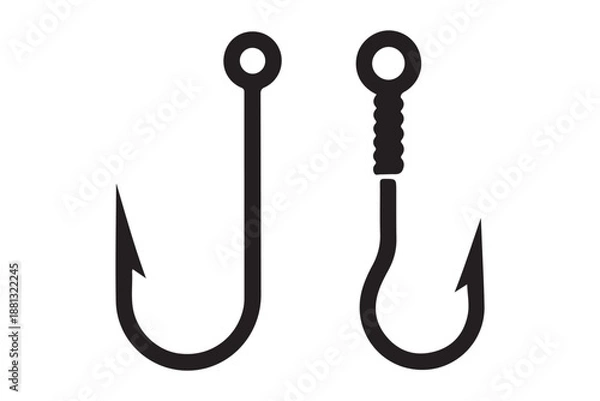 Obraz fish hook icon vector, fishing hook silhouette vector