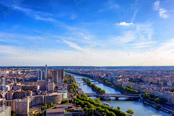 Fototapeta Scenic panorama of Paris from Eiffel's tower