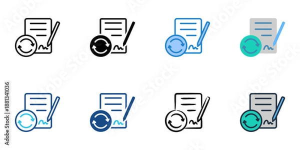 Obraz Contract Renewal icons set multiple style collection. Editable stroke 
