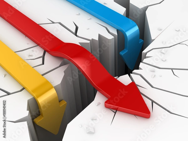 Obraz Earthquake and Colorful Arrows