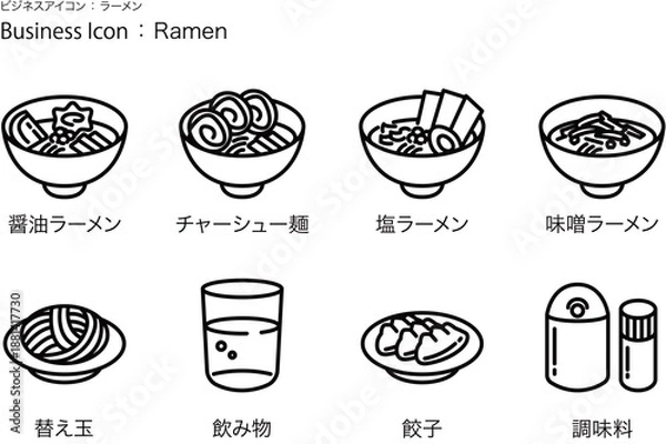 Obraz ラーメン屋のシンプルアイコン