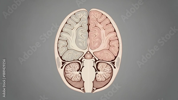 Obraz Human Brain Anatomy Illustration Cross Section.