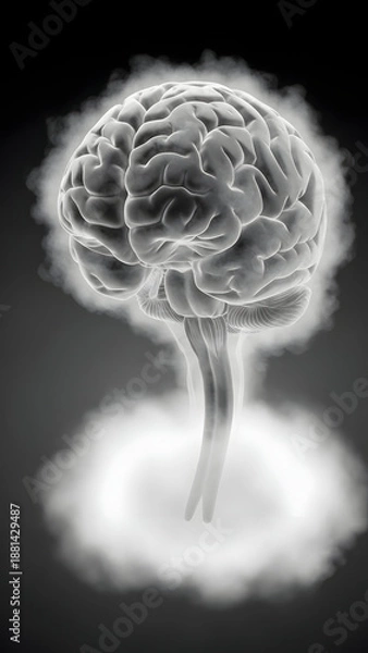 Obraz Human Brain Illustration with Smoke Effect.