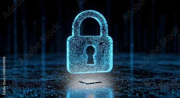 Obraz Security Lock Protection Illustration Data Technology On Circuit Board with Digital Effect