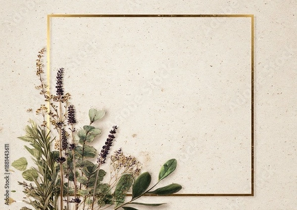 Obraz Watercolor rustic herb frame