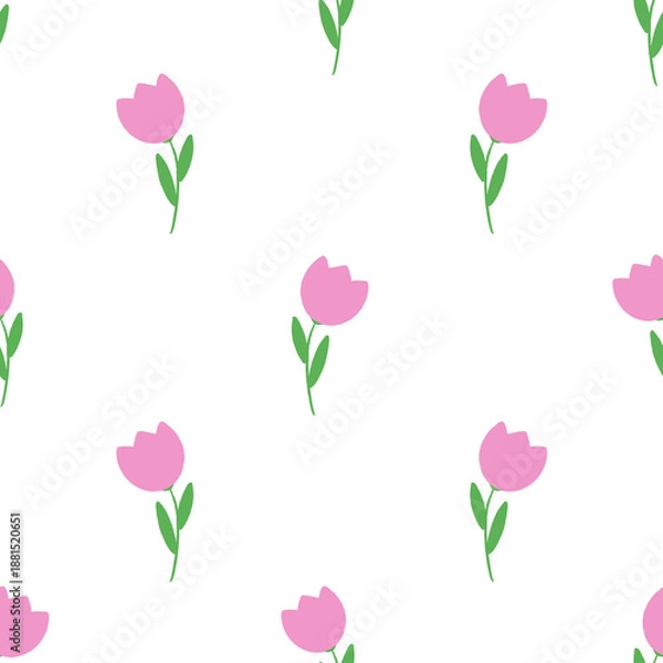 Obraz seamless pattern with pink tulips 