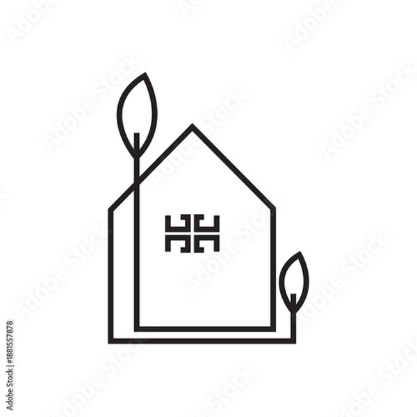 Obraz  Simple House Leaf Logo Design Template