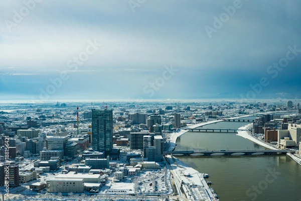 Obraz 大雪の新潟市内の展望