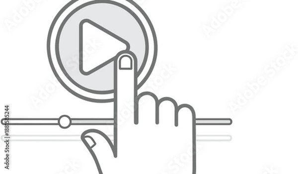 Obraz Hand clicking play button on video player interface with finger