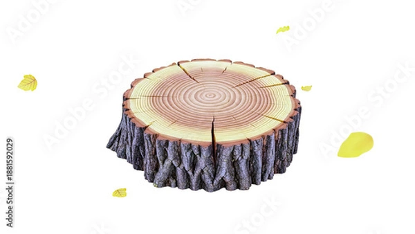 Obraz Tree Stump with Autumn Leaves