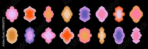 Obraz Islamic shape set with Beautiful gradient effect. Arabic arch collection