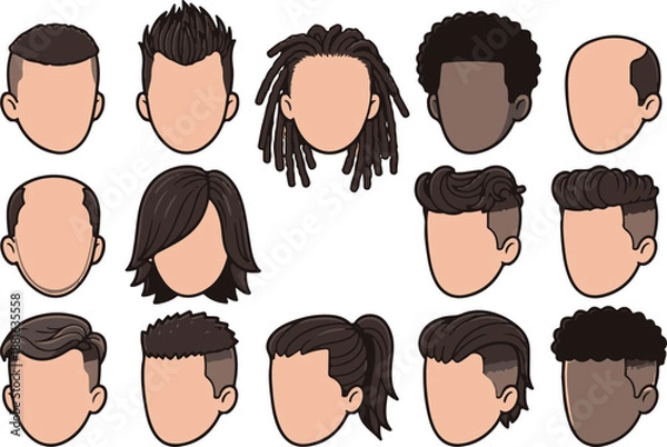 Obraz Different Hairstyles Collections-Well designed Vector 