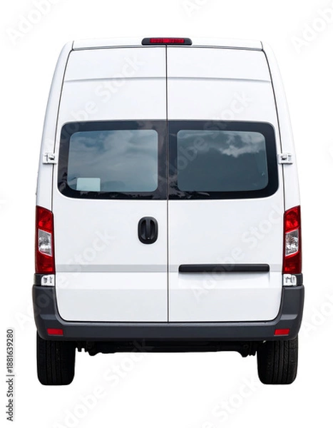 Obraz Selective focus white van isolated on transparent or white background