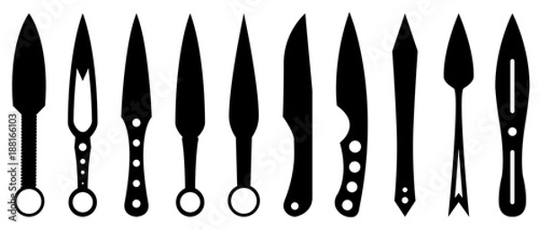 Fototapeta Knives silhouette set