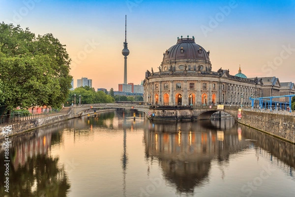Obraz Berlin wschód słońca panoramę miasta na Szprewę, Berlin, Niemcy