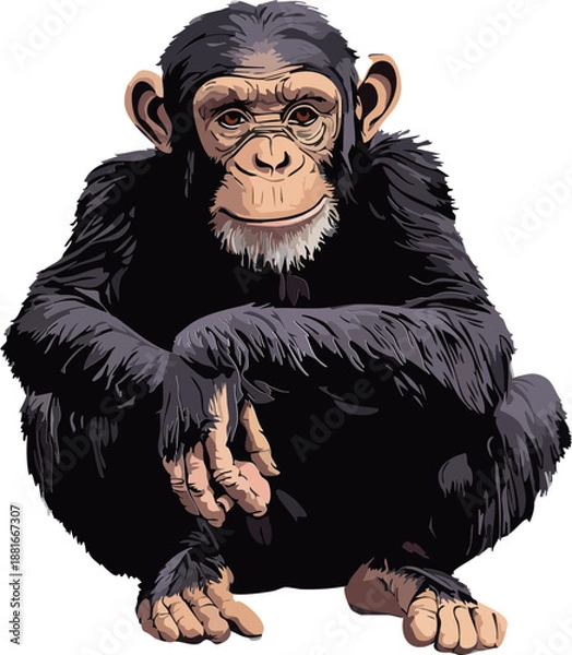 Obraz Chimpanzee Vector Side View