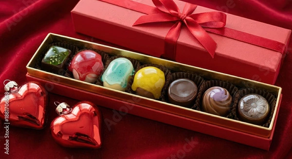 Obraz Premium Assorted Chocolates in Elegant Gift Box