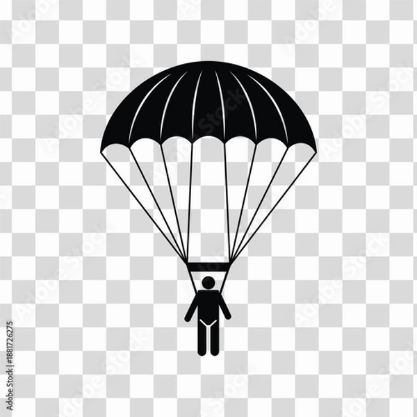 Obraz Silhouette Parachute Skydiving Icon Vector