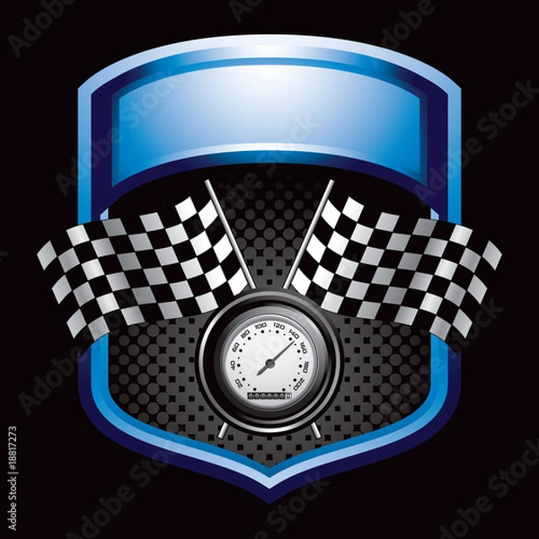 Obraz racing flags and speedometer blue display
