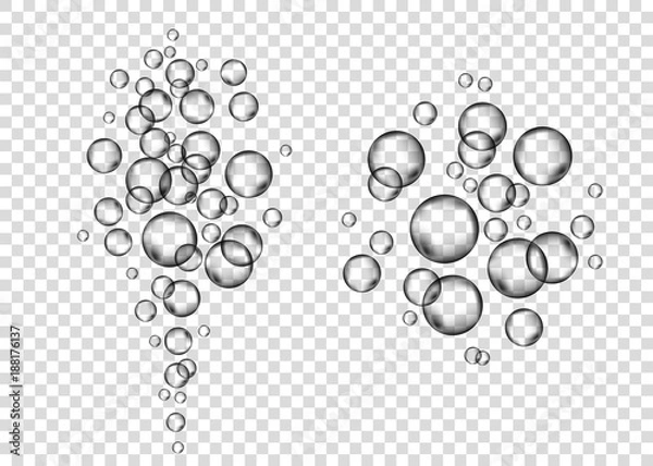 Fototapeta  Underwater fizzing gas bubbles on transparent  background.