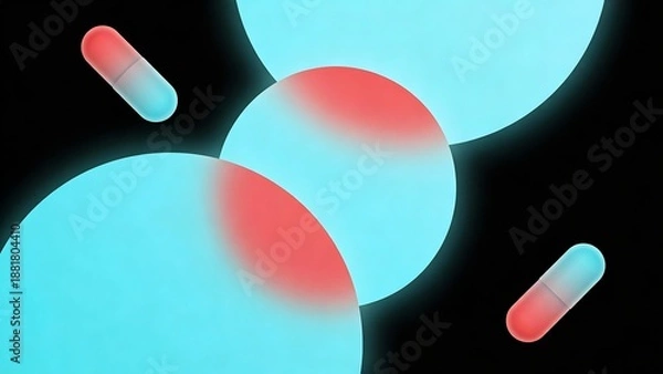 Obraz ミニマルな光彩が漂う円形とカプセルの抽象アート
