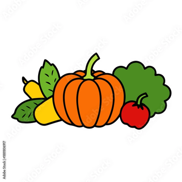 Obraz pumpkin with leaves