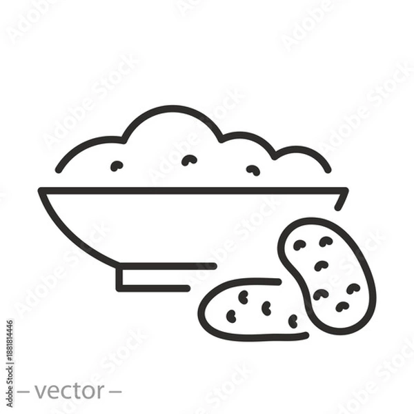 Obraz mashed potatoes in bowl linear icon