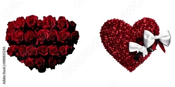Obraz Rose petal heart png elements.
