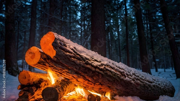 Obraz old wooden logs