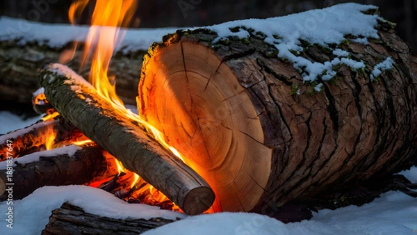 Obraz old wooden logs