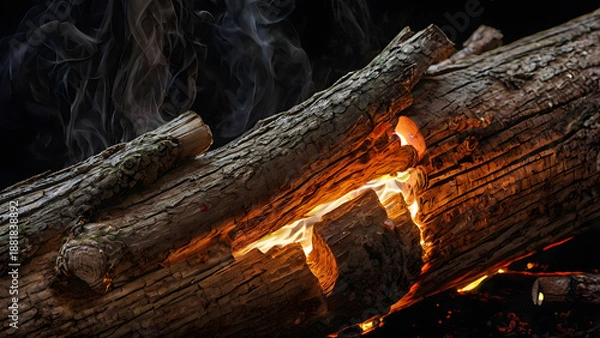 Obraz old wooden logs