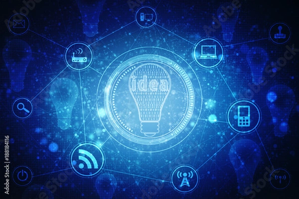 Fototapeta bulb future technology, innovation background, creative idea concept 