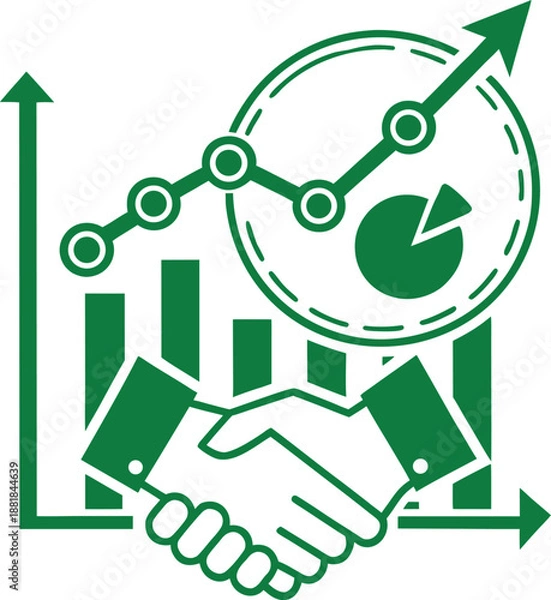 Obraz Flat engagement statistics icon solid green vector illustration