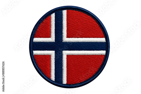 Obraz Embroidered norway flag circular patch isolated on transparent background
