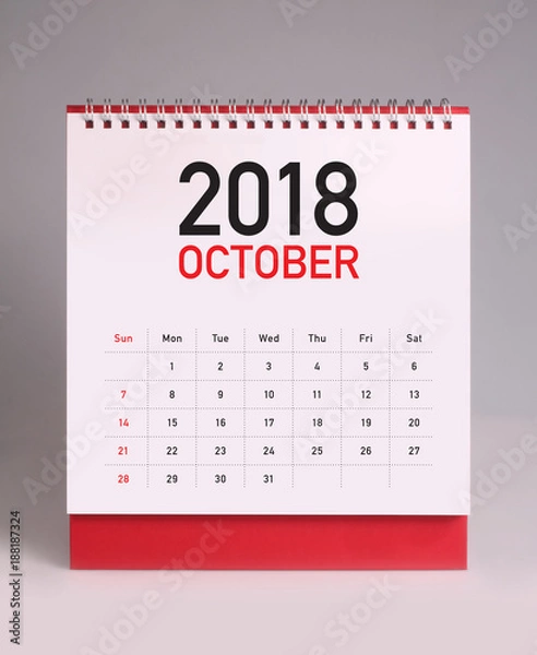 Fototapeta Simple desk calendar 2018 - October