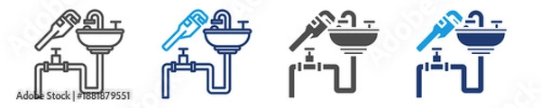 Obraz installing plumber icon set multiple style