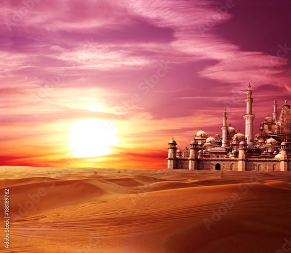 Fototapeta Bajeczne zaginione miasto na pustyni