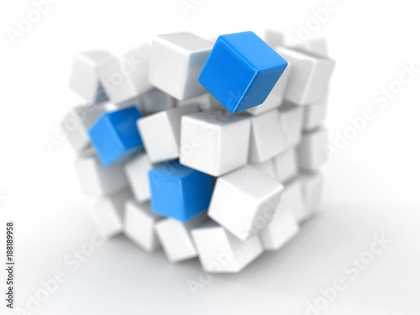 Fototapeta Cube falls apart. Image with clipping path