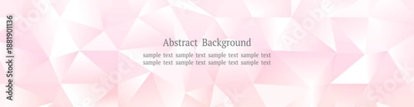 Fototapeta ピンク系ポリゴンクリスタルのワイド背景 Webバナー向け