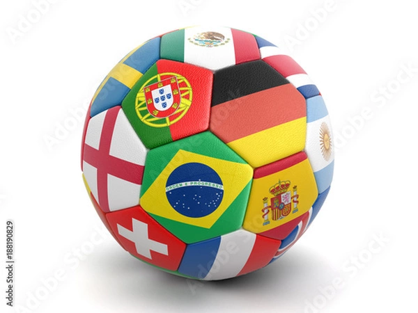 Obraz Soccer football with flags. Image with clipping path