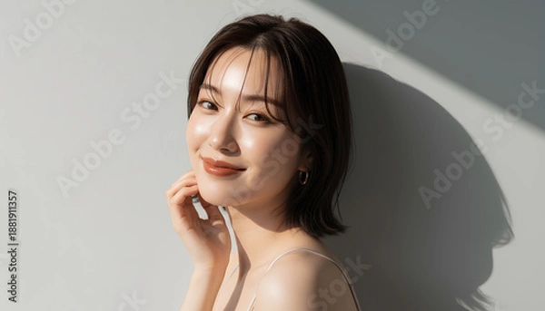 Obraz ボブヘアの日本人女性のビューティーポートレート