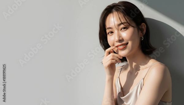 Obraz ボブヘアの日本人女性のビューティーポートレート