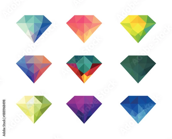 Obraz Vibrant Polygonal Diamond Shapes Collection