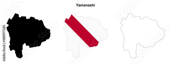 Obraz Transparent Yamanashi prefecture outline map set