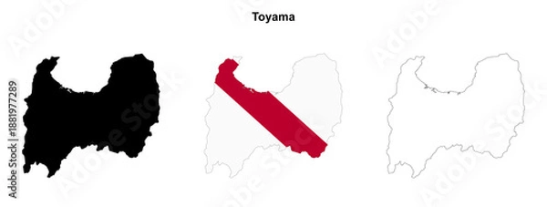 Obraz Transparent Toyama prefecture outline map set