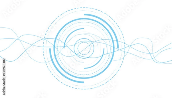 Fototapeta Abstract blue computer technology background with circuit board and circle tech.illustration for elements