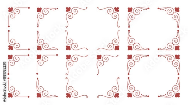 Obraz Set of decorative corner borders Vector