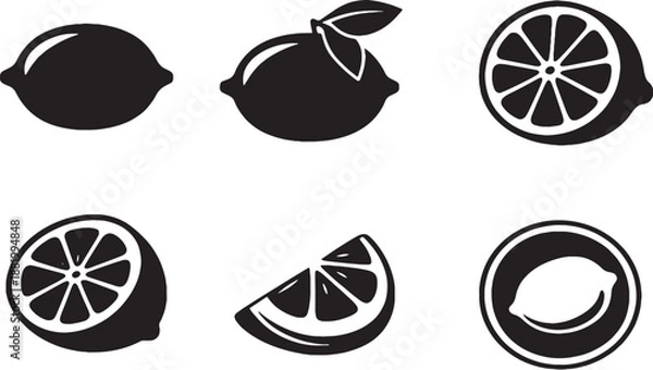 Obraz Lemon Icon Bundle Black and White EPS